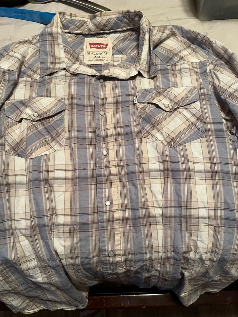 Levi's Men's Plaid Button-Down Shirt in Blue & Tan